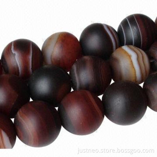 4 to 18mm banded brown agate semi-precious loose gemstone beads, round matte finish